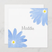 Soft Blue Watercolor Daisies Mitteilungskarte (Vorne/Hinten)