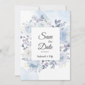 Soft Blue Watercolor Floral Wedding Invitation Einladung (Rückseite)