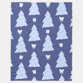 Soft Blue Weihnachtsbaum und Geschenkmuster Fleecedecke