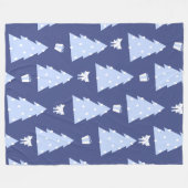 Soft Blue Weihnachtsbaum und Geschenkmuster Fleecedecke (Vorderseite (Horizontal))