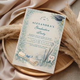 Soft Blue White Coat Dentist Graduation Party Einladung