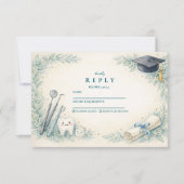 Soft Blue White Coat Dentist Graduation RSVP Karte (Vorderseite)