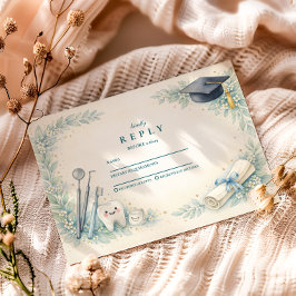 Soft Blue White Coat Dentist Graduation RSVP Karte