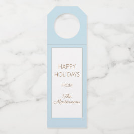 Soft Blue White Happy Holidays Weihnachten Party Flaschenanhänger