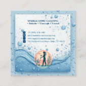 Soft Blue White Professional Sparkle Cleaning Chic Quadratische Visitenkarte (Vorderseite)
