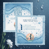 Soft Blue White Professional Sparkle Cleaning Chic Quadratische Visitenkarte