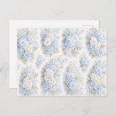 Soft Blue White Watercolor Floral Pattern Elegant Postkarte (Vorne/Hinten)
