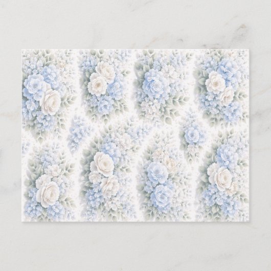 Soft Blue White Watercolor Floral Pattern Elegant Postkarte (Vorderseite)