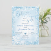 Soft Blue White Winter Baby Shower Invite12 Einladung (Stehend Vorderseite)