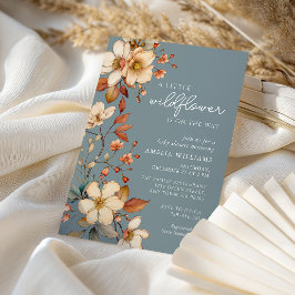 Soft Blue Wildflower Baby Shower Elegant Script Einladung