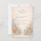 Soft Blue Wildflower Garden Wedding RSVP Karte (Vorderseite)