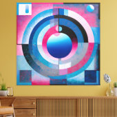Soft Blues & Pinks: Retro-Abstrakter Geometrie-Arm Leinwanddruck (Insitu (Wohnzimmer))