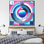 Soft Blues & Pinks: Retro-Abstrakter Geometrie-Arm Leinwanddruck (Insitu (Schlafzimmer))