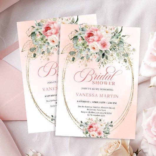 Soft Blush and Gold Botanical Bridal Shower Invite Einladung