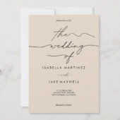 Soft Blush & Black Modern Script Wedding Einladung (Vorderseite)