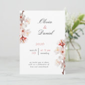 Soft Blush Blossom Wedding Invitation Einladung (Stehend Vorderseite)