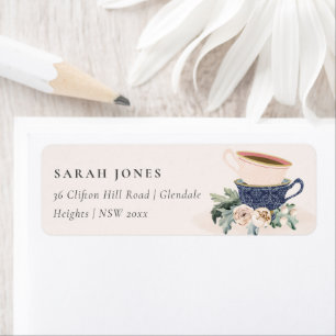 Soft Blush Blue Stacks Teebecher Blumenadresse