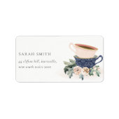 Soft Blush Blue Stacks Teebecher Blumenadresse Adressaufkleber (Vorne)