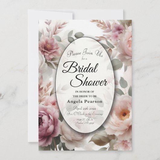 Soft Blush Blues Peak und Rose Serenade Einladung (Vorderseite)