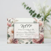 Soft Blush Blues Peak und Rose Serenade RSVP Karte (Stehend Vorderseite)