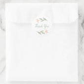 Soft Blush Blumen Runde Danke Sticker (Tasche)