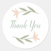 Soft Blush Blumen Runde Danke Sticker (Vorderseite)