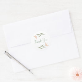 Soft Blush Blumen Runde Danke Sticker