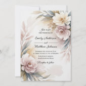 Soft Blush Botanical Border Wedding Invitation Einladung (Vorderseite)