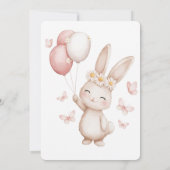Soft Blush Bunny First Birthday Einladung (Rückseite)