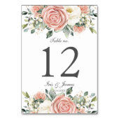 Soft Blush Elfenbeinblume Rose Hochzeitsfest Braut Tischnummer (Vorderseite)