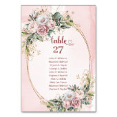Soft Blush Floral Greenery Gold Table Numbers Tischnummer (Rückseite)