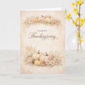 Soft Blush Floral Happy Thanksgiving Pumpkin Karte (Gelbe Blume)