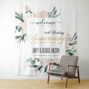 SOFT BLUSH FLORAL JEDES JAHR JAHRESBEGRÜSSUNG WANDTEPPICH