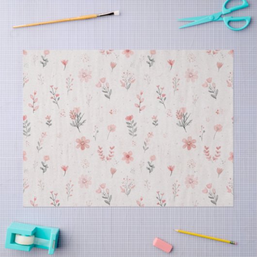 Soft Blush Floral Pattern Tissue Paper Seidenpapier (Basteln)