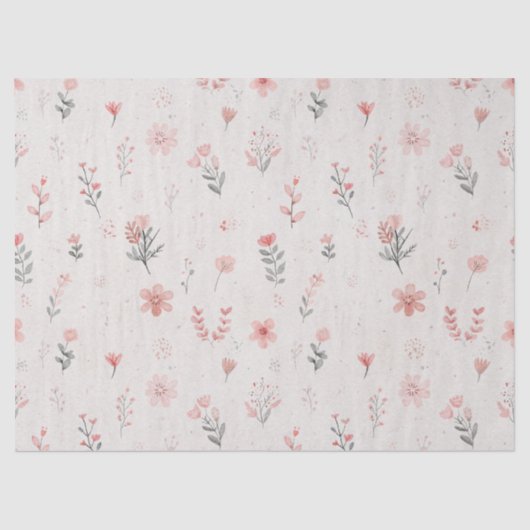Soft Blush Floral Pattern Tissue Paper Seidenpapier (Vorderseite)