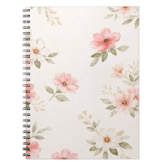 Soft Blush Floral Spiral Notebook Notizblock