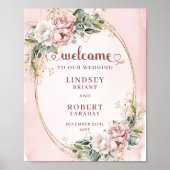 Soft Blush Florales Eukalyptus-Hochzeits-Willkomme Poster (Vorne)