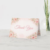 Soft Blush Garden Baby Shower Folded Thank You Dankeskarte (Vorderseite)