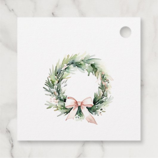 Soft Blush Grüner Weihnachtskranz Farbe Geschenkanhänger (Rückseite)