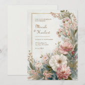 Soft Blush Ivory Floral Romantic Botanical Wedding Einladung (Vorne/Hinten)