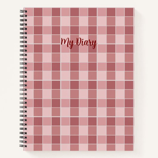Soft Blush Karo Notizbuch Zeitloses Muster Journal (Vorderseite)