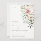 Soft Blush Peony Eucalyptus Foliage Couples Dusche Einladung (Vorderseite)