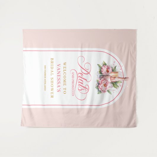 Soft blush petals and prosecco party backdrop wandteppich (Vorderseite (Horizontal))