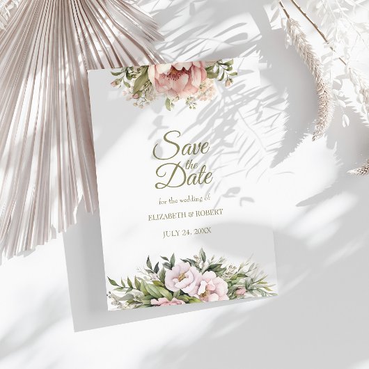 Soft Blush Pfingstrose Save the Date Karte