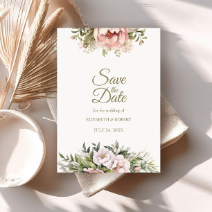 Soft Blush Pfingstrose Save the Date Karte