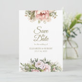 Soft Blush Pfingstrosen Save the Date Karte (Stehend Vorderseite)