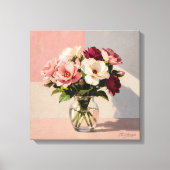Soft Blush Pfingstrosen Vasen Leinwanddruck (Vorderseite)