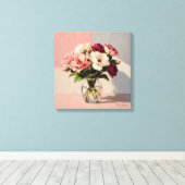 Soft Blush Pfingstrosen Vasen Leinwanddruck (Insitu (Holzboden))