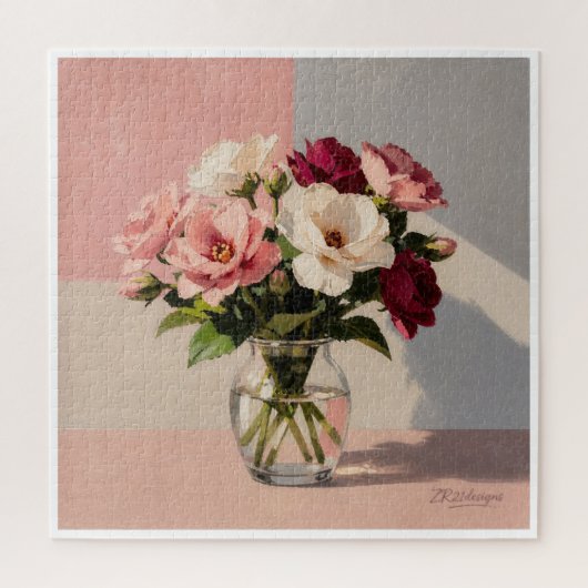 Soft Blush Pfingstrosen Vasen Puzzle (Vertikal)