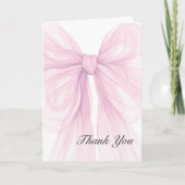 Soft Blush Pink Bow Baby Girl Thank You Dankeskarte (Vorderseite)